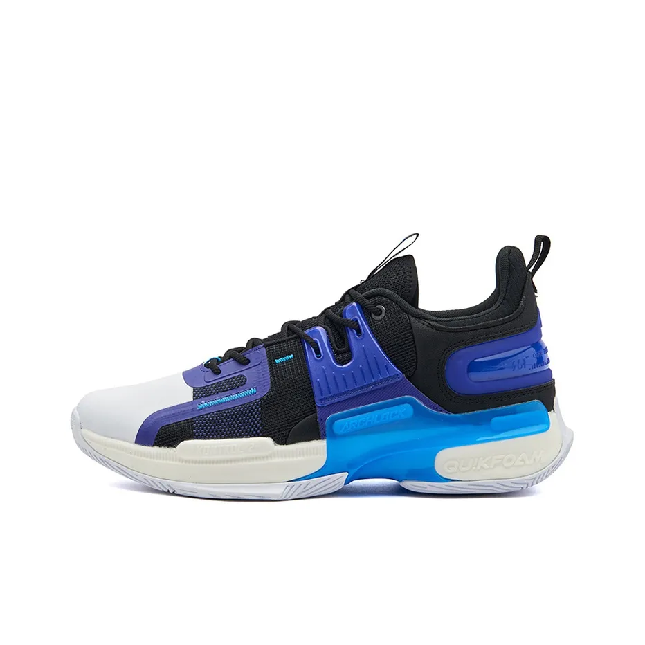 361° Restraint 2 Kelan White Abrasion Resistant Breathable Mid Top Basketball Shoes Men's Black Blue