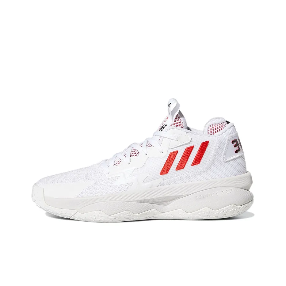 Adidas D Lillard 8 Basketball Shoes Unisex Mid Top White/Red