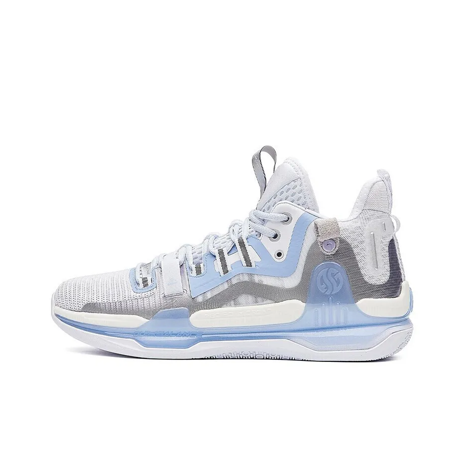 361° AG1 Pro Ice Blade Cushioning Anti-Slip And Wear-Resistant Coverage Support Mid-Top Basketball Shoes White Blue