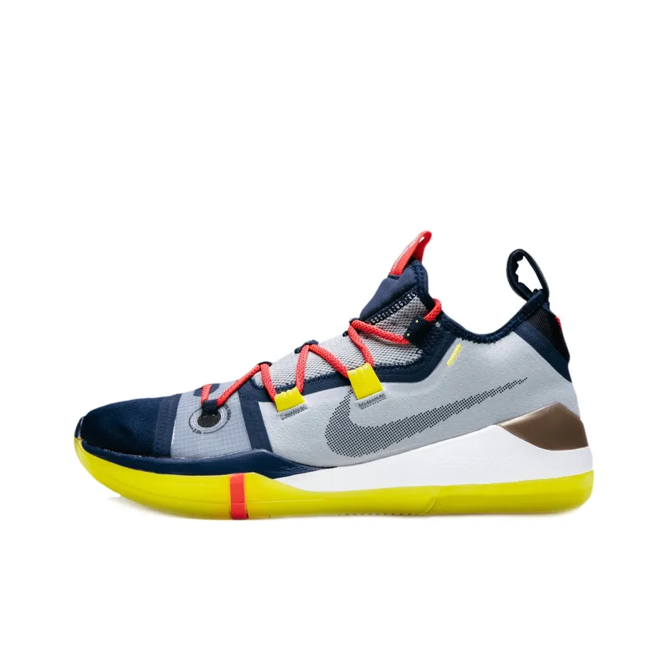 Nike Kobe AD Basketball Shoes Men Mid Top Gray Blue Yellow