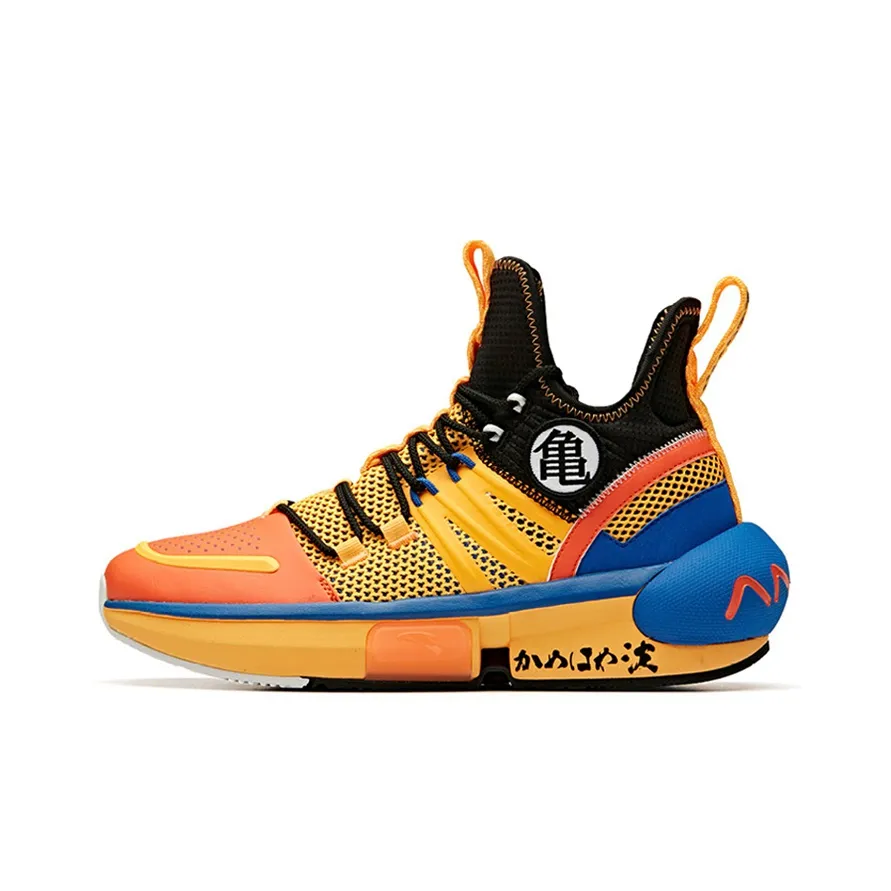 ANTA Dragon Ball Super Collaboration Monkey King Super Saiyan Form Anti slip And Wear resistant Low top Basketball Shoes Women's Black Orange