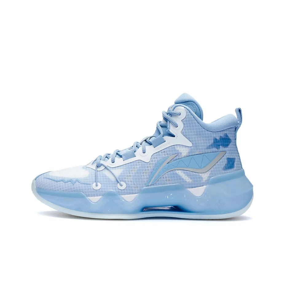 LiNing Liren 2 Cushioned Slip Resistant Rebound Mid Top Basketball Shoes Snow Blue