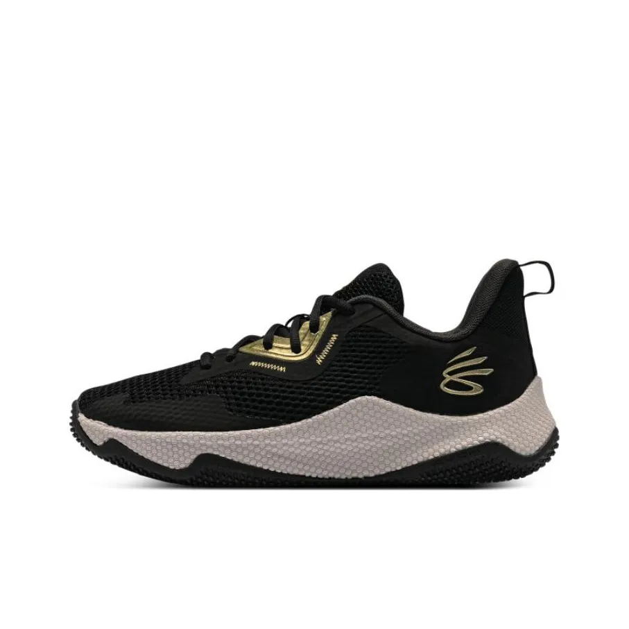 Under Armour Hovr Splash 3 Slip-Resistant Abrasion-Resistant Low-Top Баскетбольные Кроссовки Мужские Черные Серые