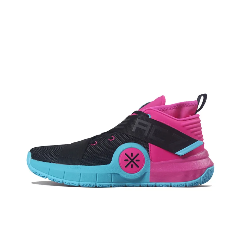 LiNing All City 7 Wade Collection South Beach Non slip Lightweight Mid Top Basketball Shoes Black Pink Blue