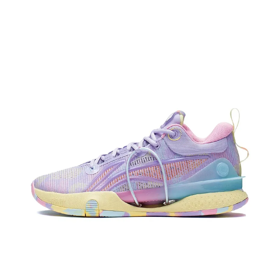 LINING Speed 8 Basketball Shoes Men Low Top Lilac/Light Banana Yellow