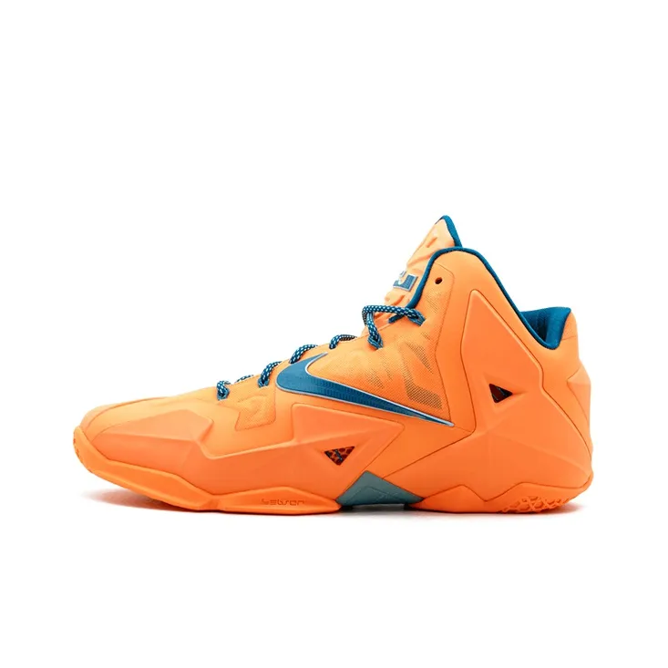 Nike Lebron 11 Knicks Джеймс Нескользящий Легкий MID Топ Баскетбольные кроссовки для игры Мужской Оранжевый Желтый