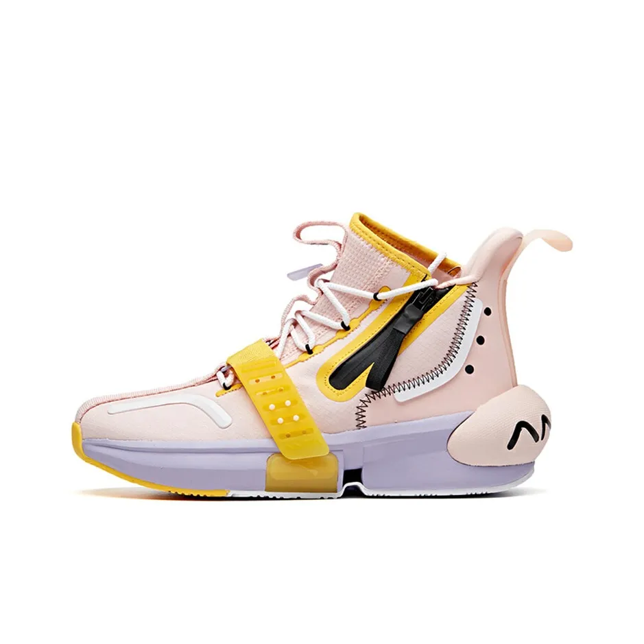 Dragon Ball Super x ANTA 'Buu' Противоскользящие Износостойкие Высокие Баскетбольные Кроссовки Женские Розовые