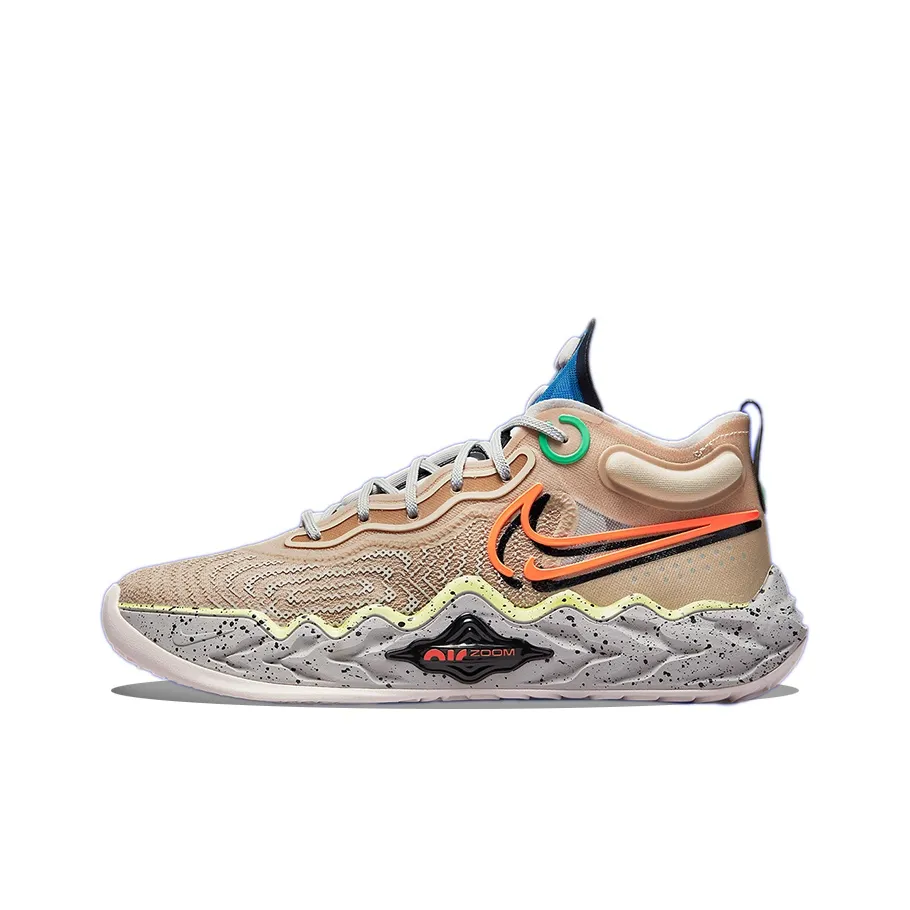 Nike Air Zoom G.T. Run Basketball Shoes Unisex Mid Top Desert Ore Yellow/Tech Gray/Radiant Blue/Orange Red