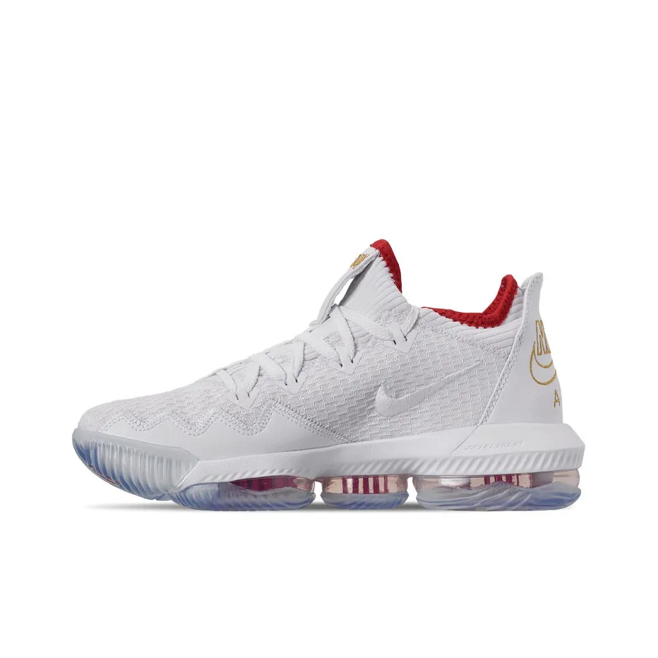 Nike Lebron 16 Low Draft Lebron 16 Anti-Slip Легкий Низкий Топ Баскетбольные кроссовки для игры Мужской Белый Красный