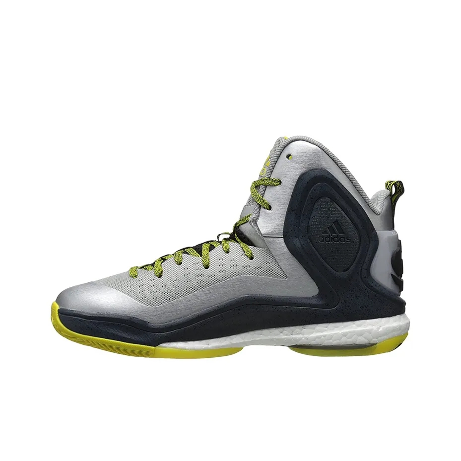 Adidas D Rose 5 Slip-Resistant Покрытие Высокие Баскетбольные Кроссовки Мужские Серебристо-Черные