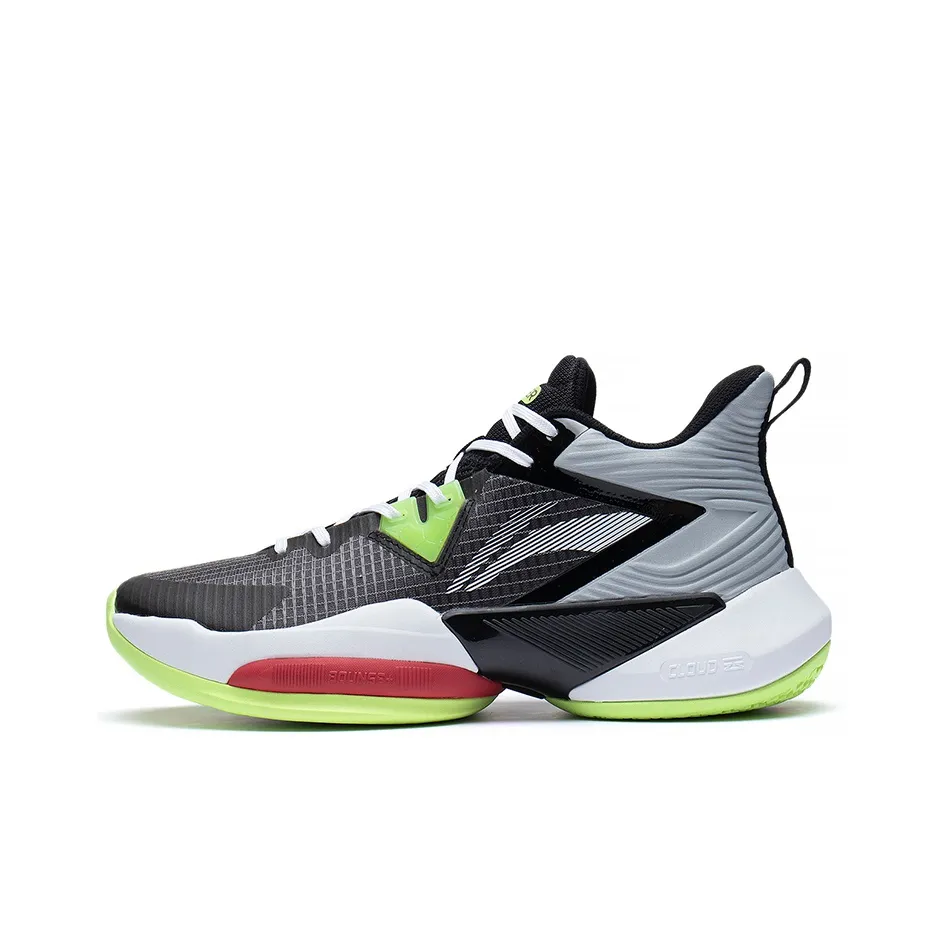 LiNing Power Cushioning Anti-Slip And Wear-Resistant Mid-Top Performance Basketball Shoes Men's Gray