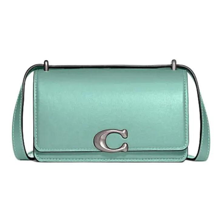COACH Bandit Shiny Cow Leather Envelope Bag Shoulder Bag Crossbody Bag Small Size Women's Blue