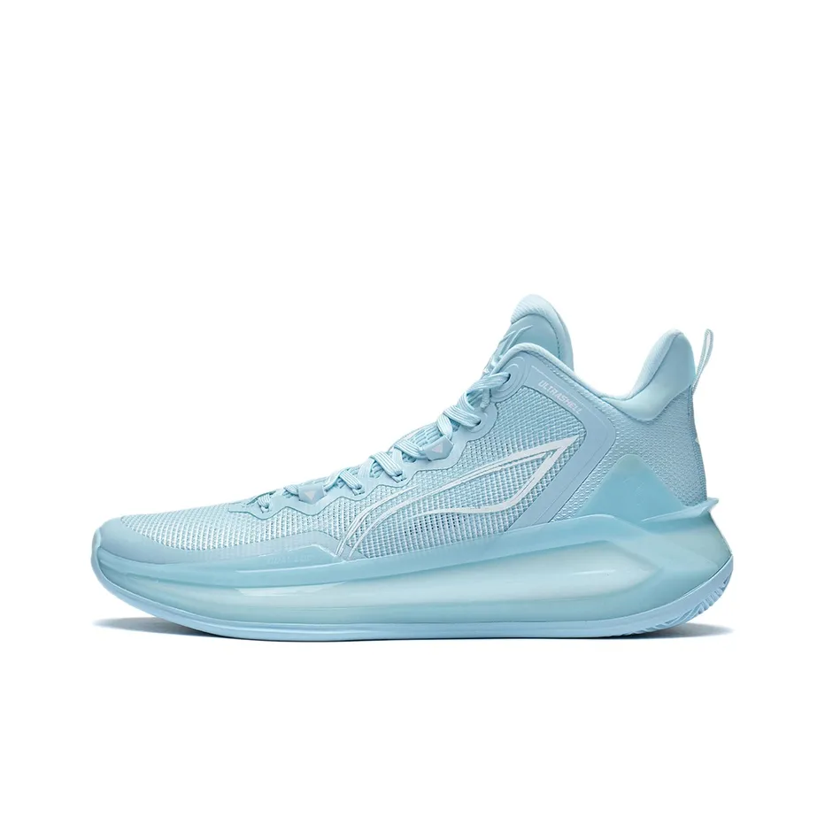 LiNing Liren 3 Lakes Cushioning Anti-Slip And Wear-Resistant Mid-Top Basketball Shoes Light Blue