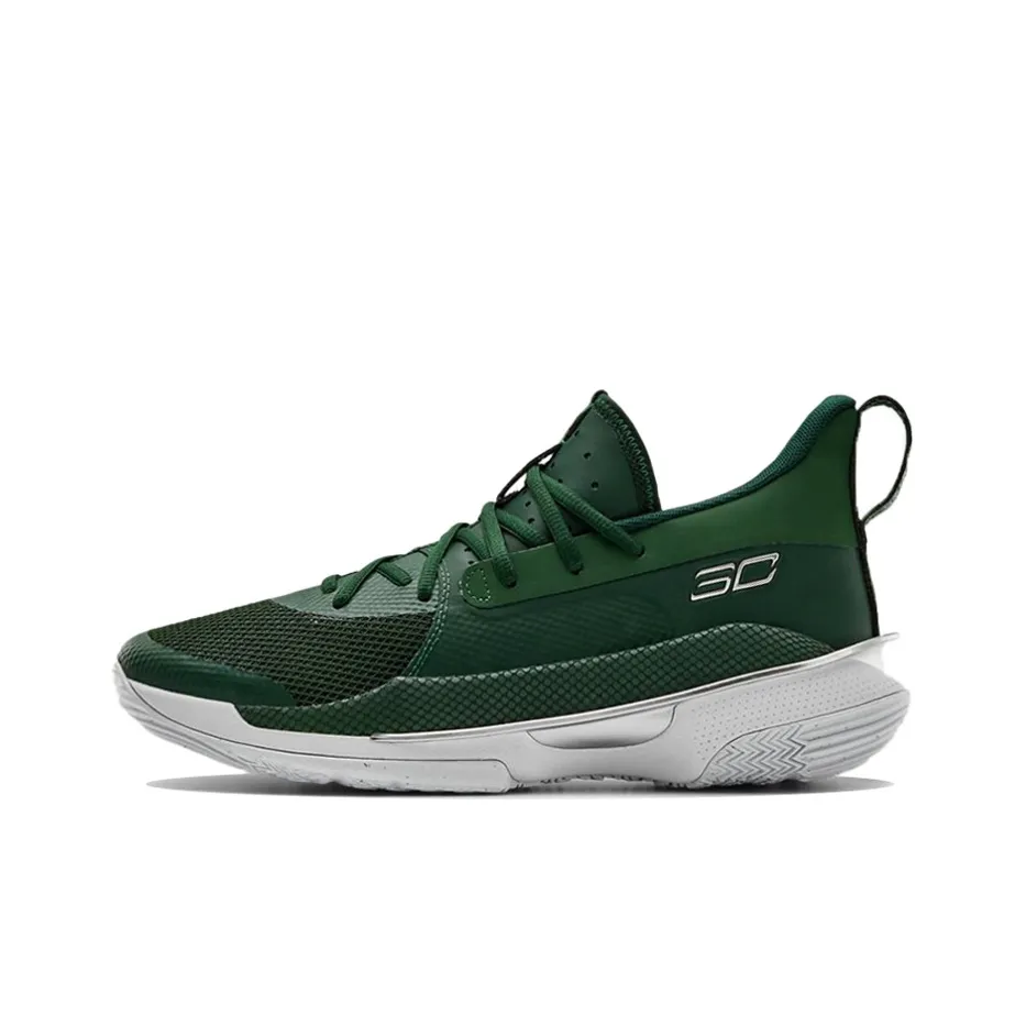 Under Armour Curry 7 Slip-Resistant Abrasion-Resistant Breathable Low-Top Basketball Shoes Unisex Green Универсальные баскетбольные кроссовки с низким верхом устойчивые к скольжению и износу дышащие унисекс зеленые