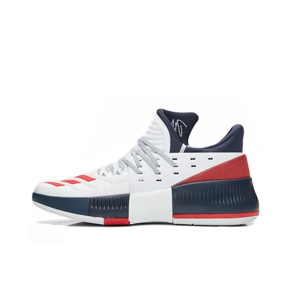 Adidas D Lillard 3 Lillard USA Team Амортизация Противоскользящий Легкий MID Баскетбольные кроссовки Мужской Синий Белый