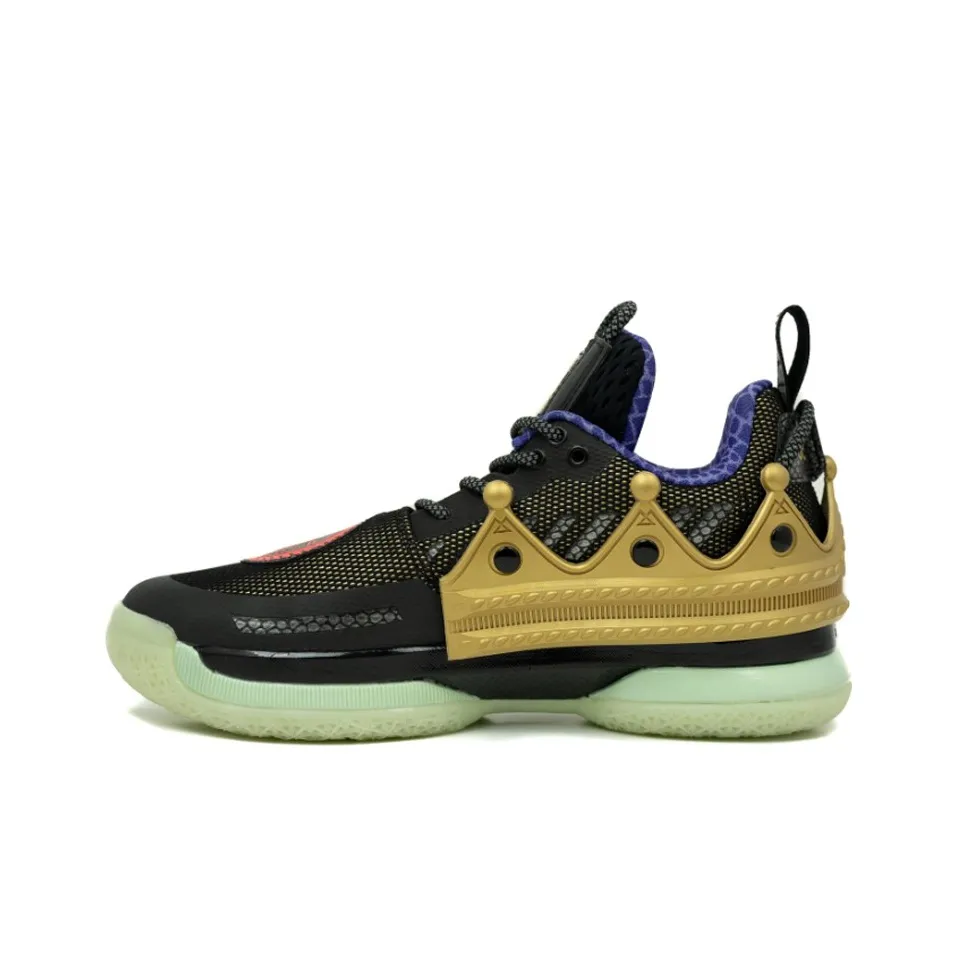 LiNing WOW 7 Way Of Wade 7 Амортизаторы Slip-resistant MID Топ Баскетбольные кроссовки Мужской Черный Золотой