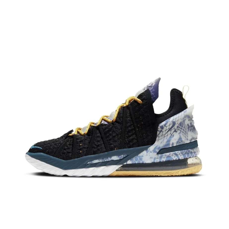 Nike Lebron 18 Reflections Амортизация MID Топ Баскетбольные кроссовки Унисекс Черный Фиолетовый Международная версия