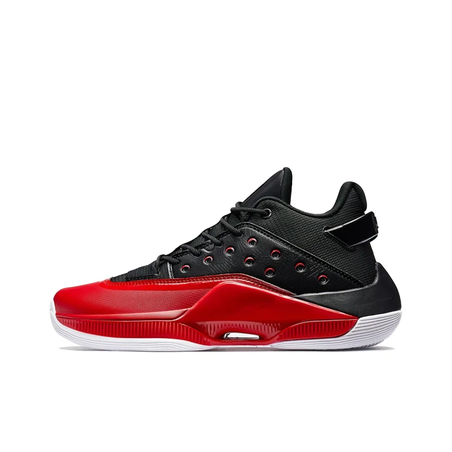 XTEP Levitation 4 Jlin Combat Boots Durable Breathable Mid Top Basketball Shoes Black Red