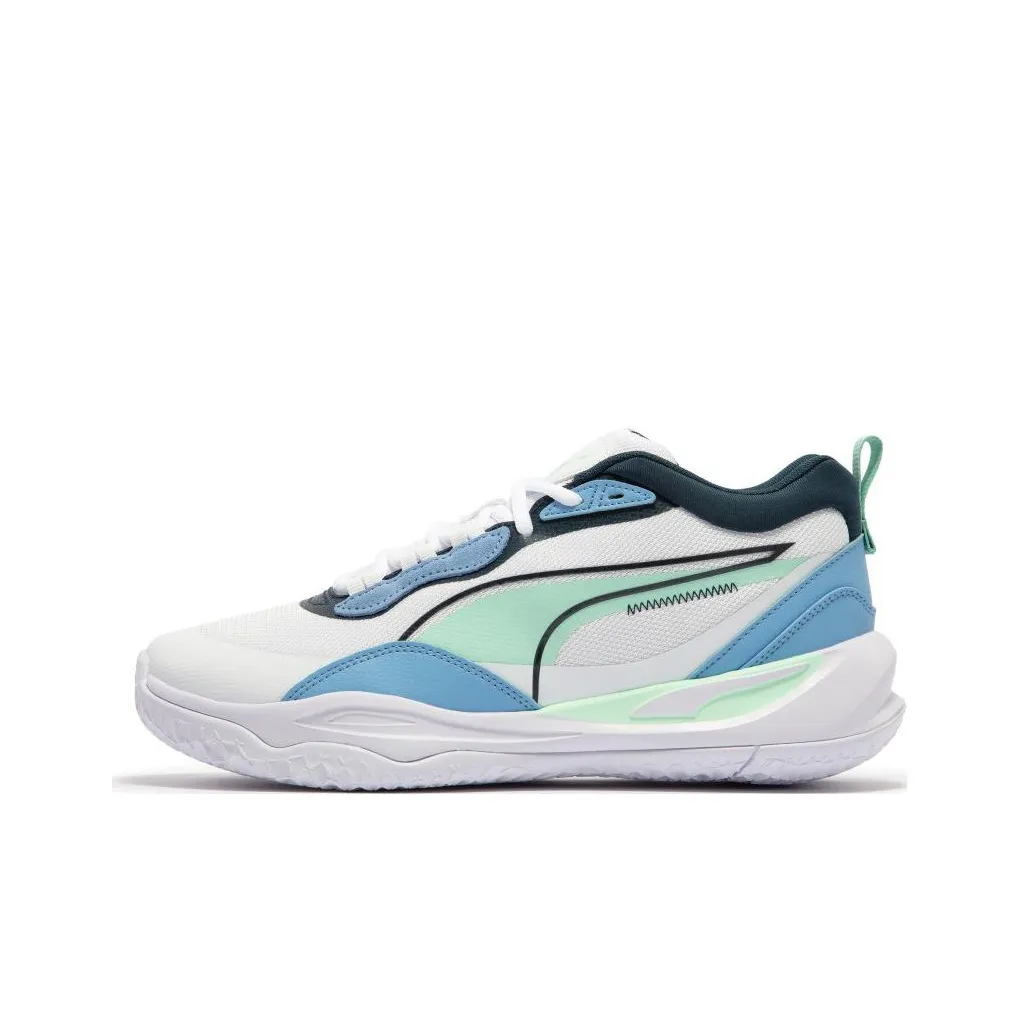PUMA Playmaker Pro Slip-Resistant Abrasion-Resistant Low-Top Баскетбольные Кроссовки Унисекс Белый Синий Зеленый