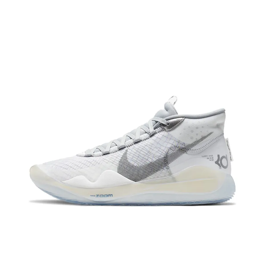Nike KD 12 Zoom Белый Wolf GREY Цвет KD MID Топ Баскетбольные кроссовки для игры Унисекс Серый Белый