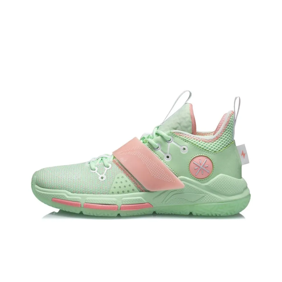 LiNing Wade Block Cushioning Anti-Slip And Wear-Resistant Rebound Low-Top Basketball Shoes Neon Pink Green