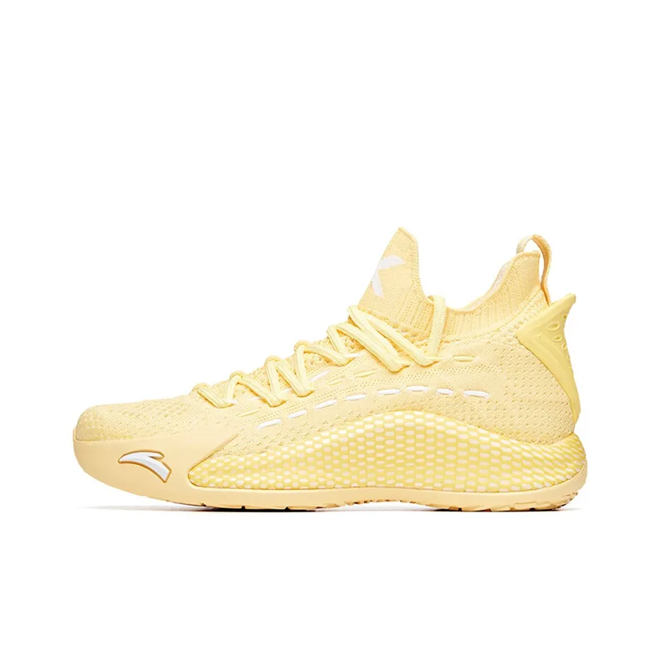 PECHOIN x ANTA Амортизирующие шоки противоскользящие устойчивые к истиранию MID Баскетбольные кроссовки Женские Желтый Белый