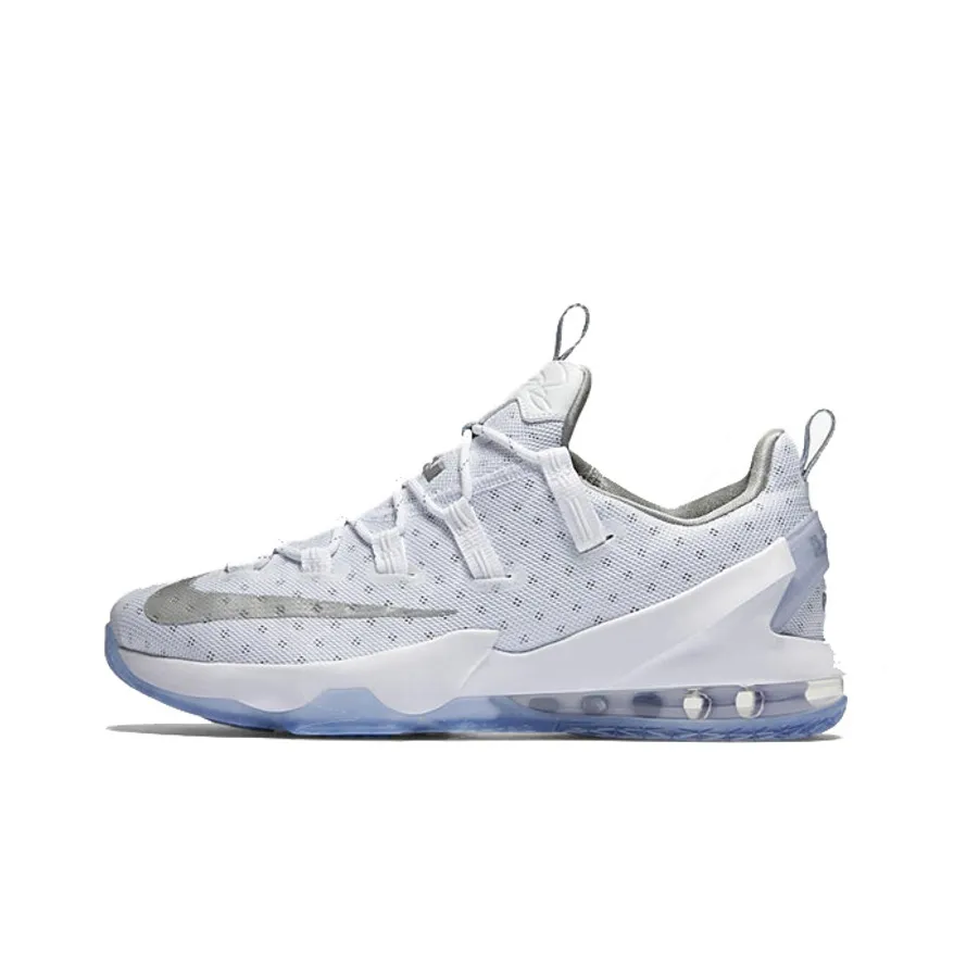 Nike Lebron 13 Low Металлический Серебряный Нескользящий Легкий Низкий Топ Баскетбольные Кроссовки для Игры Мужской Белый