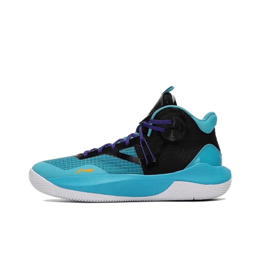 LiNing Sonic 9 Team Cushioning Anti Slip And Wear Resistant Mid Top Basketball Shoes Butterfly Blue