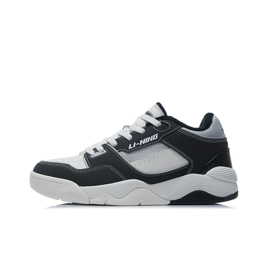 LiNing Retro 80s Cushioning Anti-Slip And Wear-Resistant Low-Top Basketball Shoes Black White