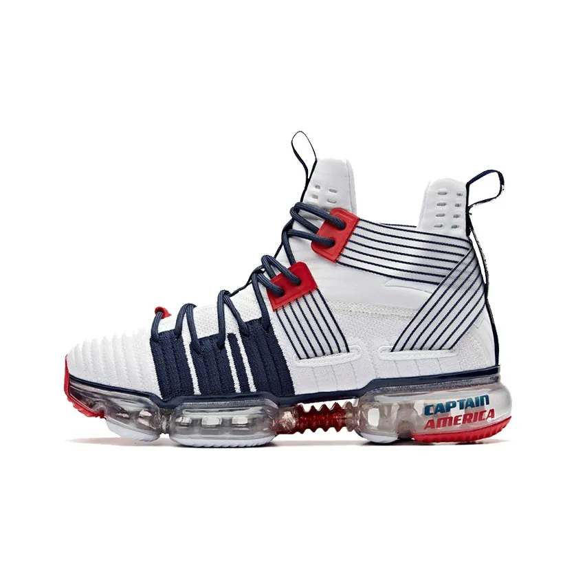 MARVEL x Anta Cushioning Anti Slip And Wear Resistant Support Mid Top Basketball Shoes Women's White Blue Red