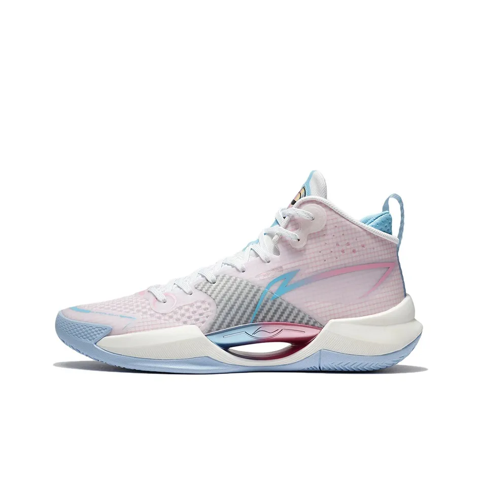 LINING Basketball Shoes Men's Mid Top Standard White/Peach Pink