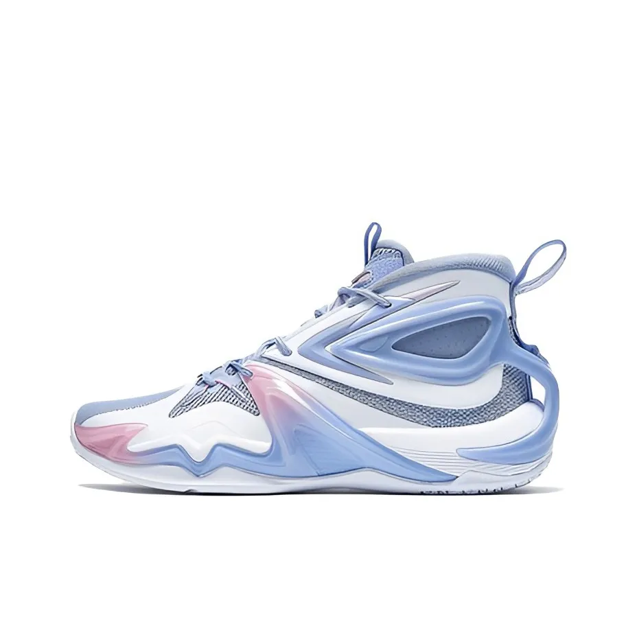 XTEP Battle 1.0 Basketball Shoes Men's High Top New White/Blue Purple/Arctic Peach Pink