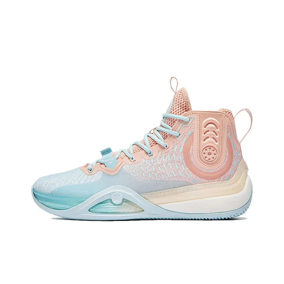 XTEP Royal Wind Generation Anti Slip Wear Resistant High Top Basketball Shoes Men's Blue Pink