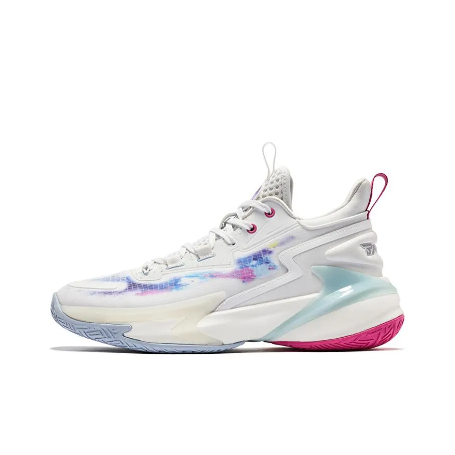 QIAODAN Busters 4ELITE Cushioning Anti Slip And Wear Resistant Mid Top Basketball Shoes Men's White Purple Blue