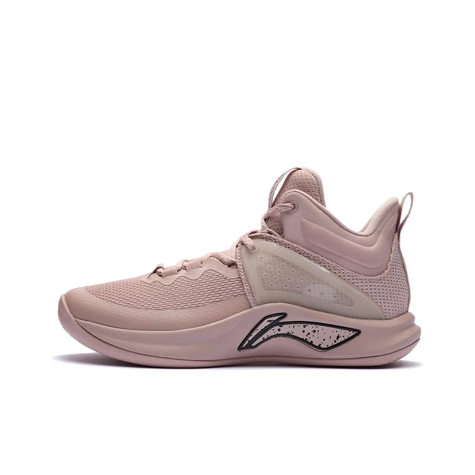 LiNing Flashing Durable Breathable Mid-Top Basketball Shoes Misty Rose Pink