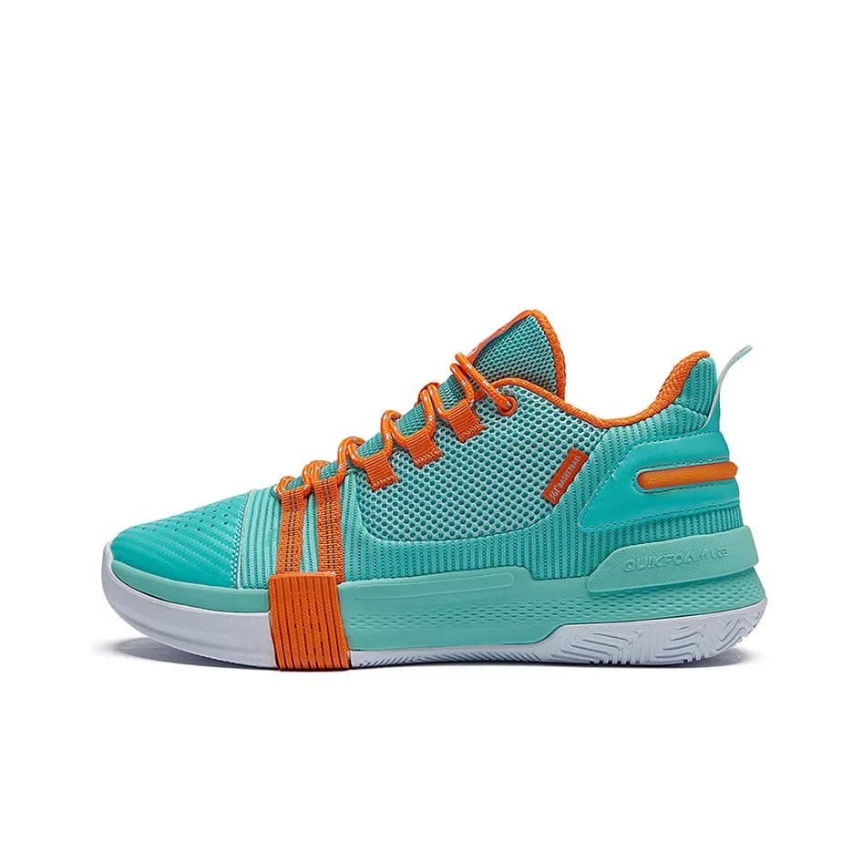 361° Burning War Abrasion Resistant Slip Resistant Shock Absorbers Low Top Basketball Shoes Men's Green Orange