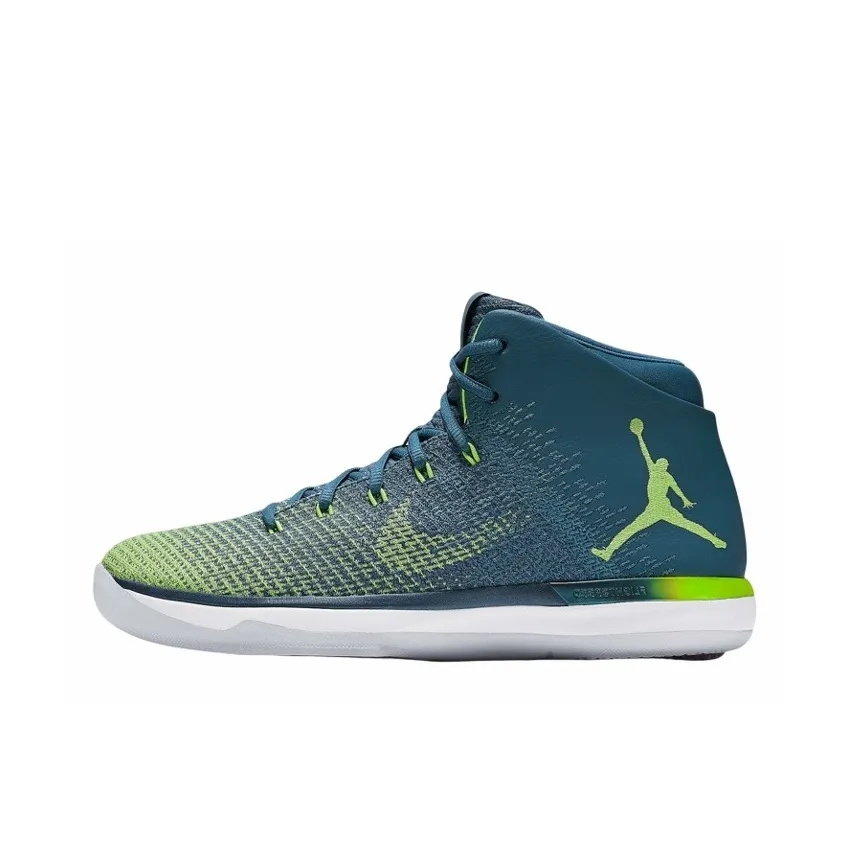 Jordan Air Jordan 31 Basketball Shoes Men High Top Dark Green/Neon Green/White