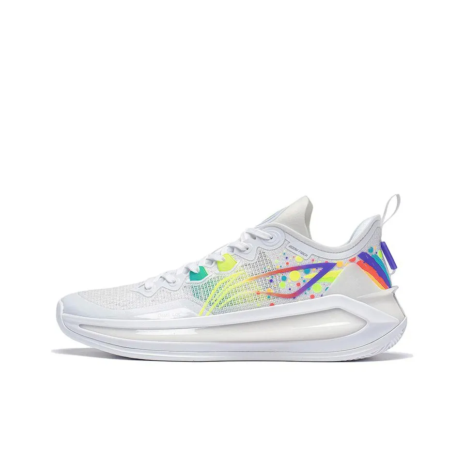 LiNing Liren 3 V2 Rainbow Durable Breathable Low-Top Basketball Shoes Unisex Fluorescent White Yellow