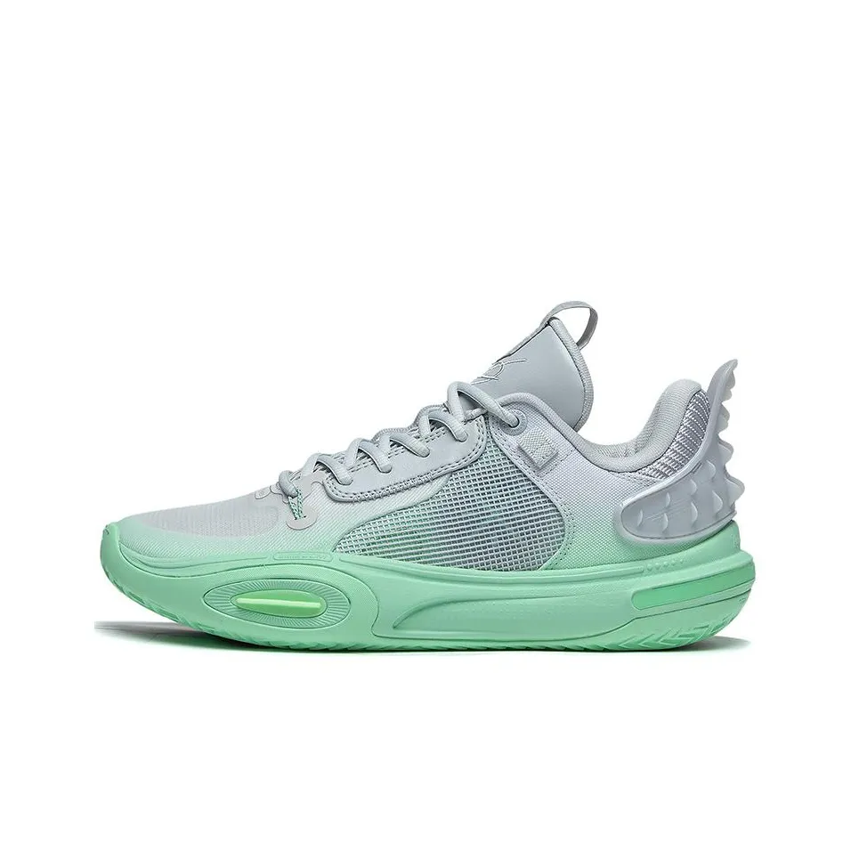 LiNing All City 11 Youth Cushioning Anti Slip And Wear Resistant Low Top Basketball Shoes Unisex Gray Green