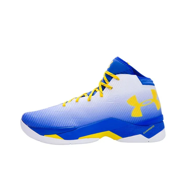 Under Armour Curry 2.5 Basketball Shoes Men Mid Top White/Team Royal/Rent Yellow