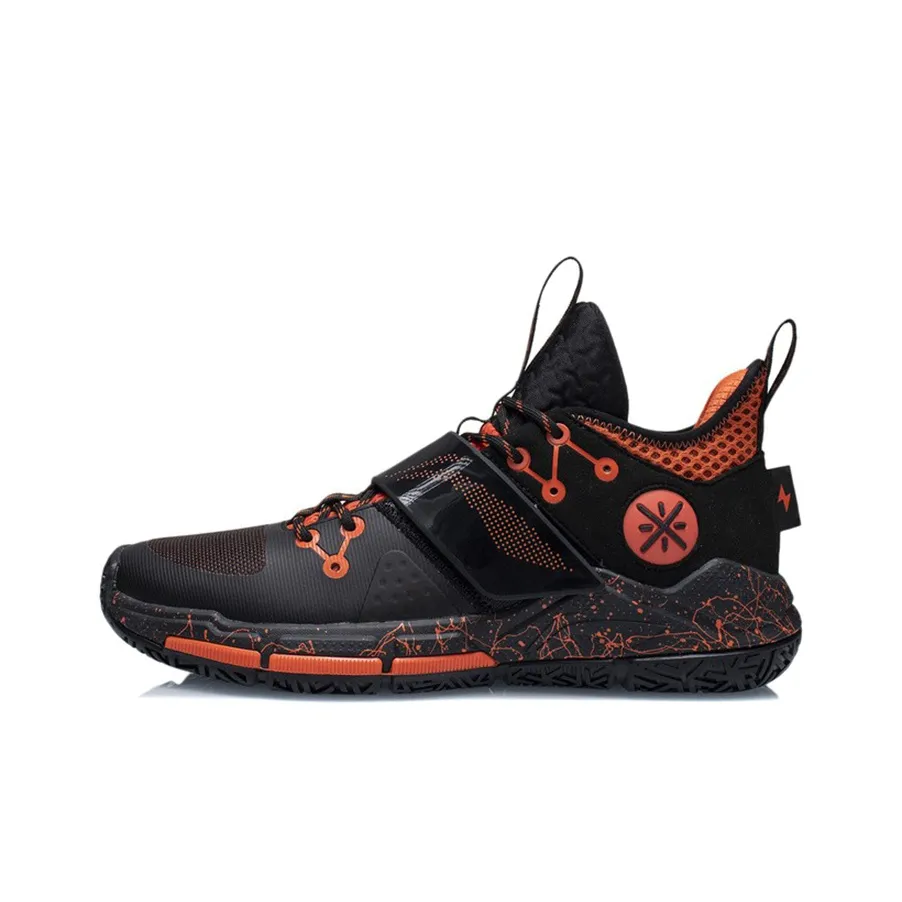 LiNing Wade Block Cushioning Anti-Slip And Wear-Resistant Coverage Support Low-Top Basketball Shoes Black Orange