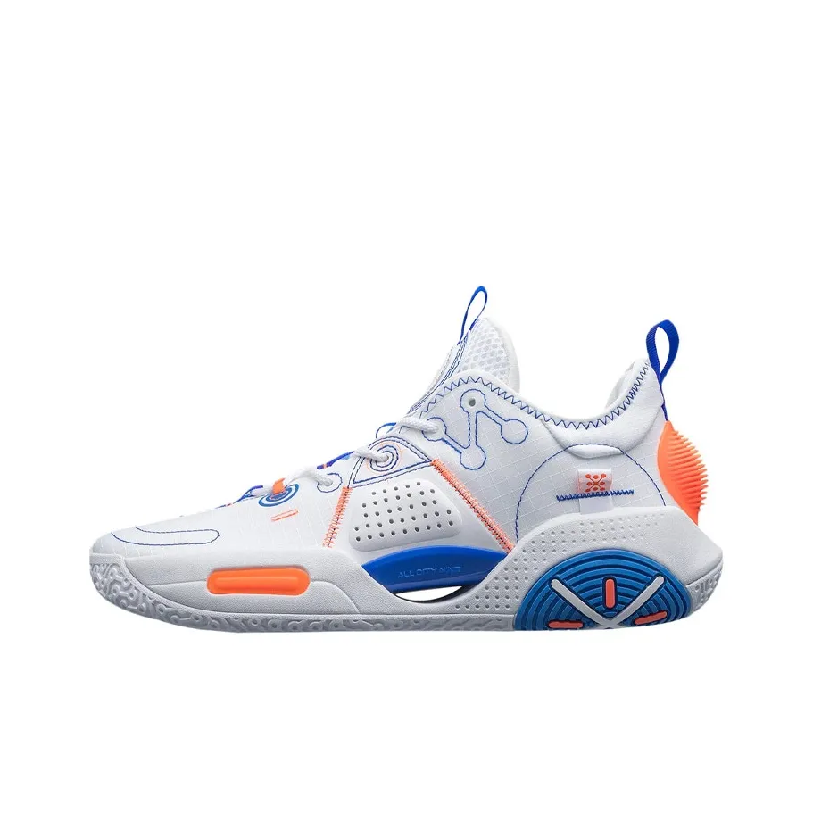 LiNing All City 9 V1.5 Rebound Cushioning Low Top Performance Basketball Shoes Men's White Blue Orange