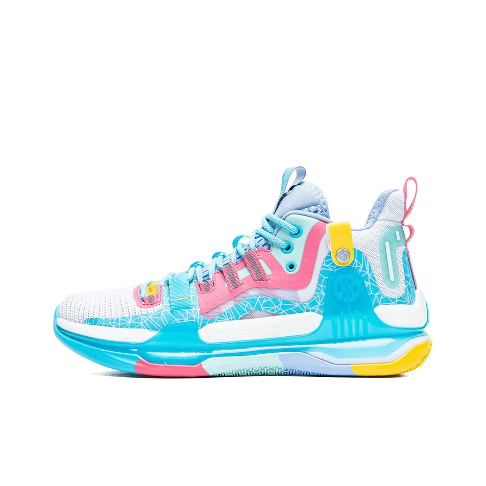 361° AG1 Pro Ice Rocky Non slip Wear resistant Shock Absorption Mid Top Basketball Shoes Blue Pink