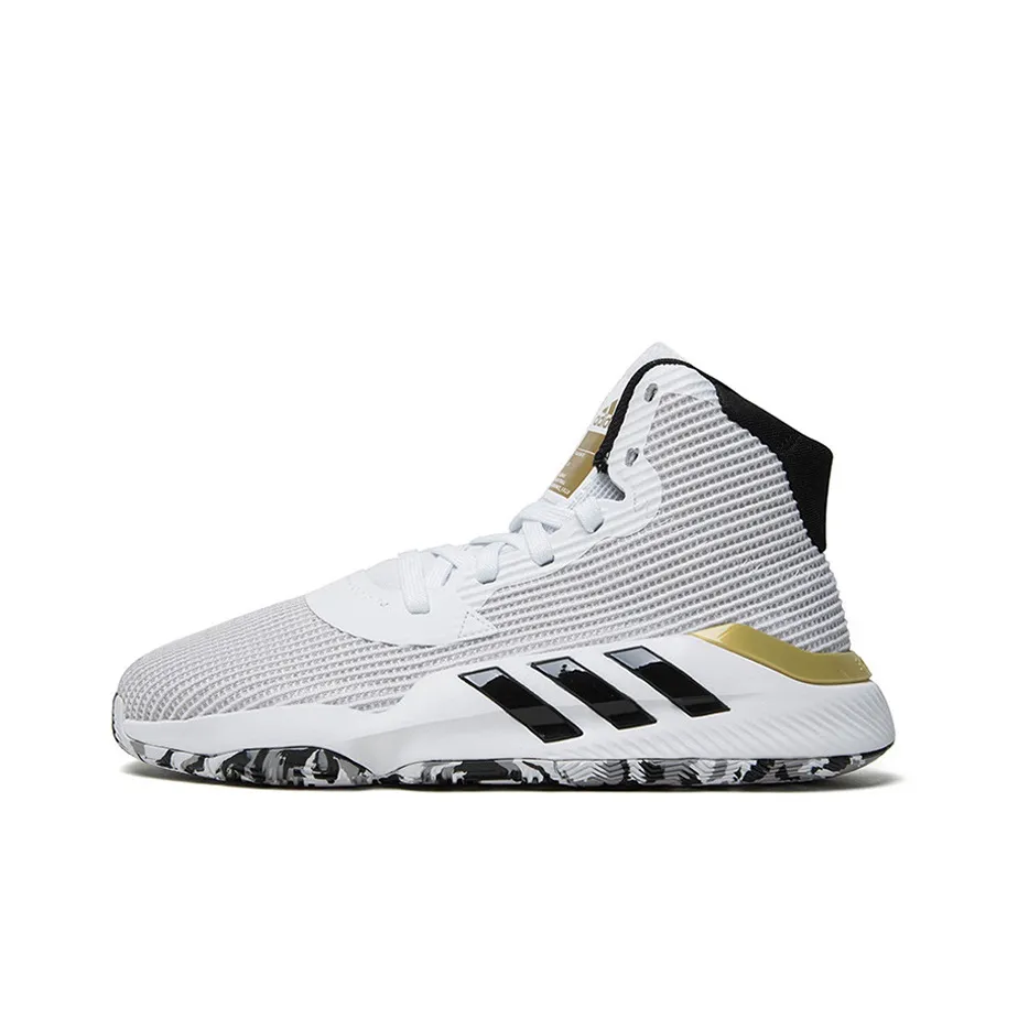 Adidas Pro Bounce Madness 2019 противоскользящие высокие баскетбольные кроссовки для мужчин черно-белые с золотым акцентом