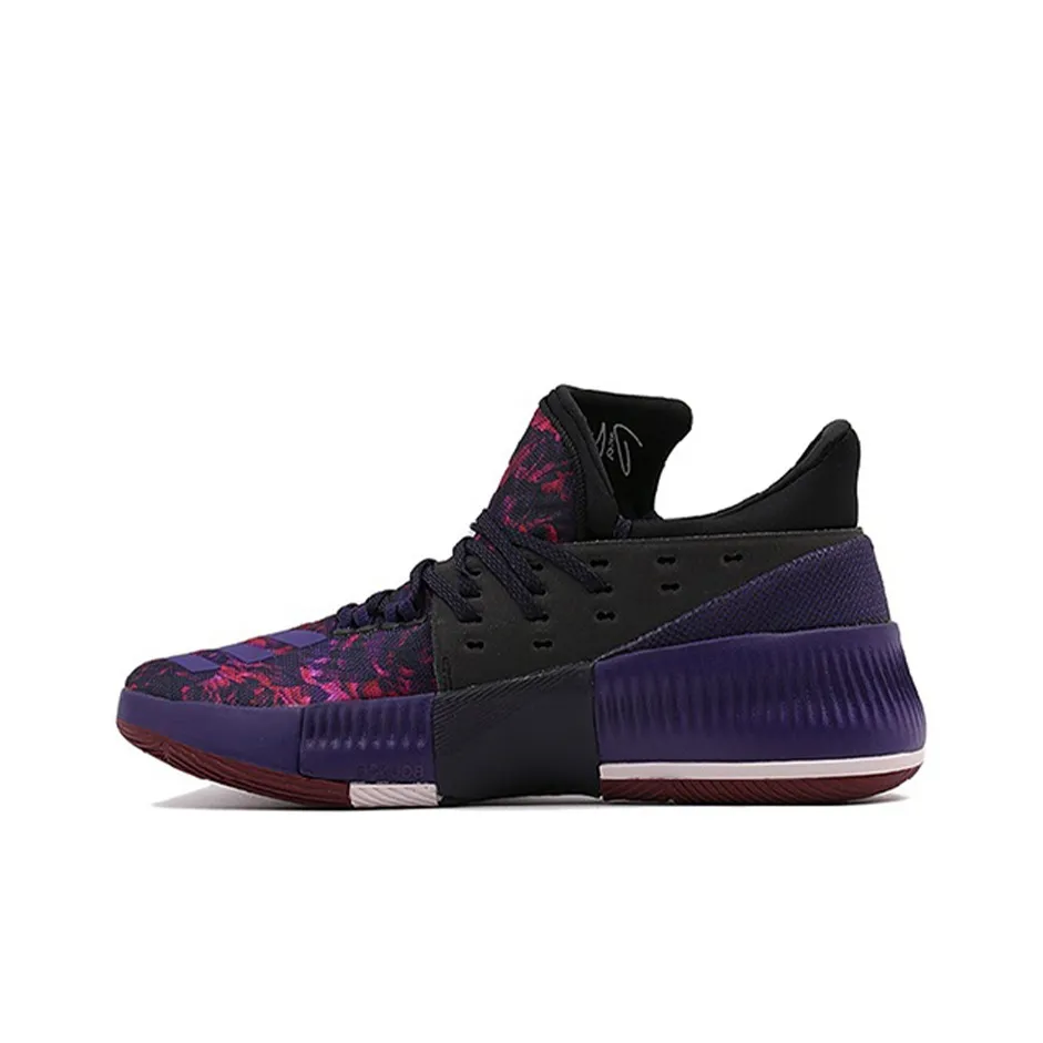 Adidas D Lillard 3 Амортизаторы Slip-resistant Mid Баскетбольные кроссовки Мужской Черный Красный Фиолетовый