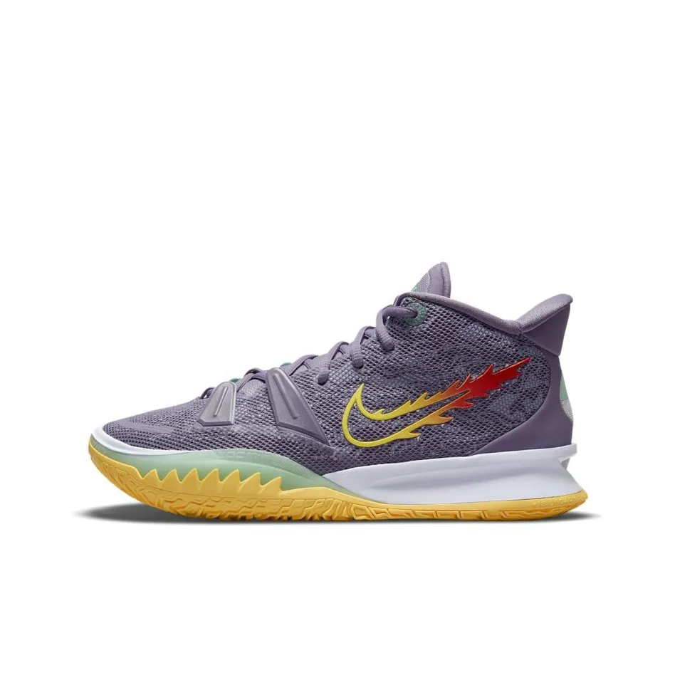 Nike Kyrie 7 MID Топ Воздух Zoom Баскетбольные кроссовки Мужской Фиолетово-желтый Азиатская Версия