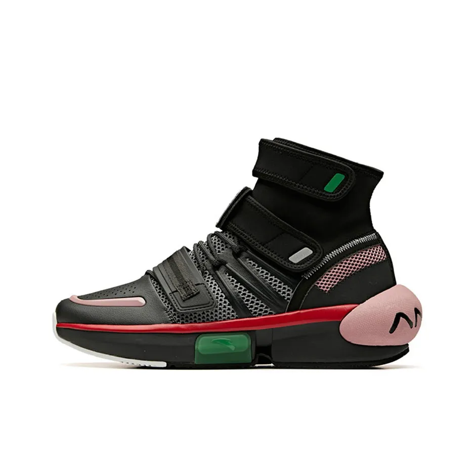 ANTA Basketball Shoes Men's High top Black/Pink/Green
