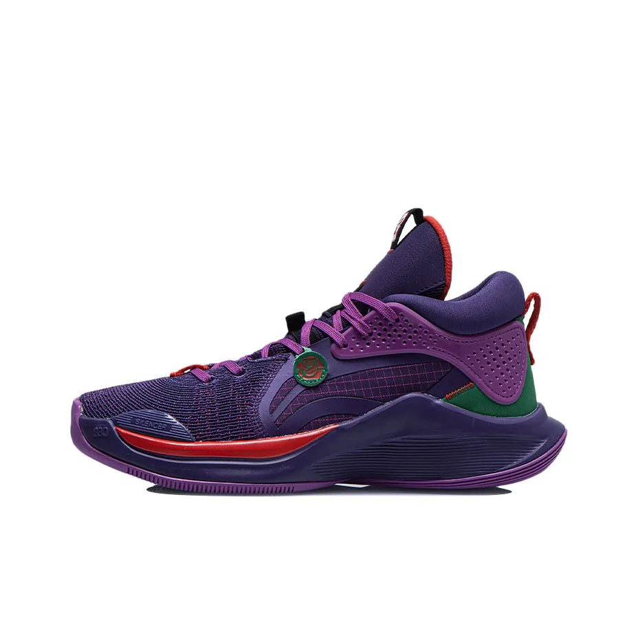 LINING SILENCER Basketball Shoes Men's Mid Top Deep Vine Purple/Hyacinth Purple