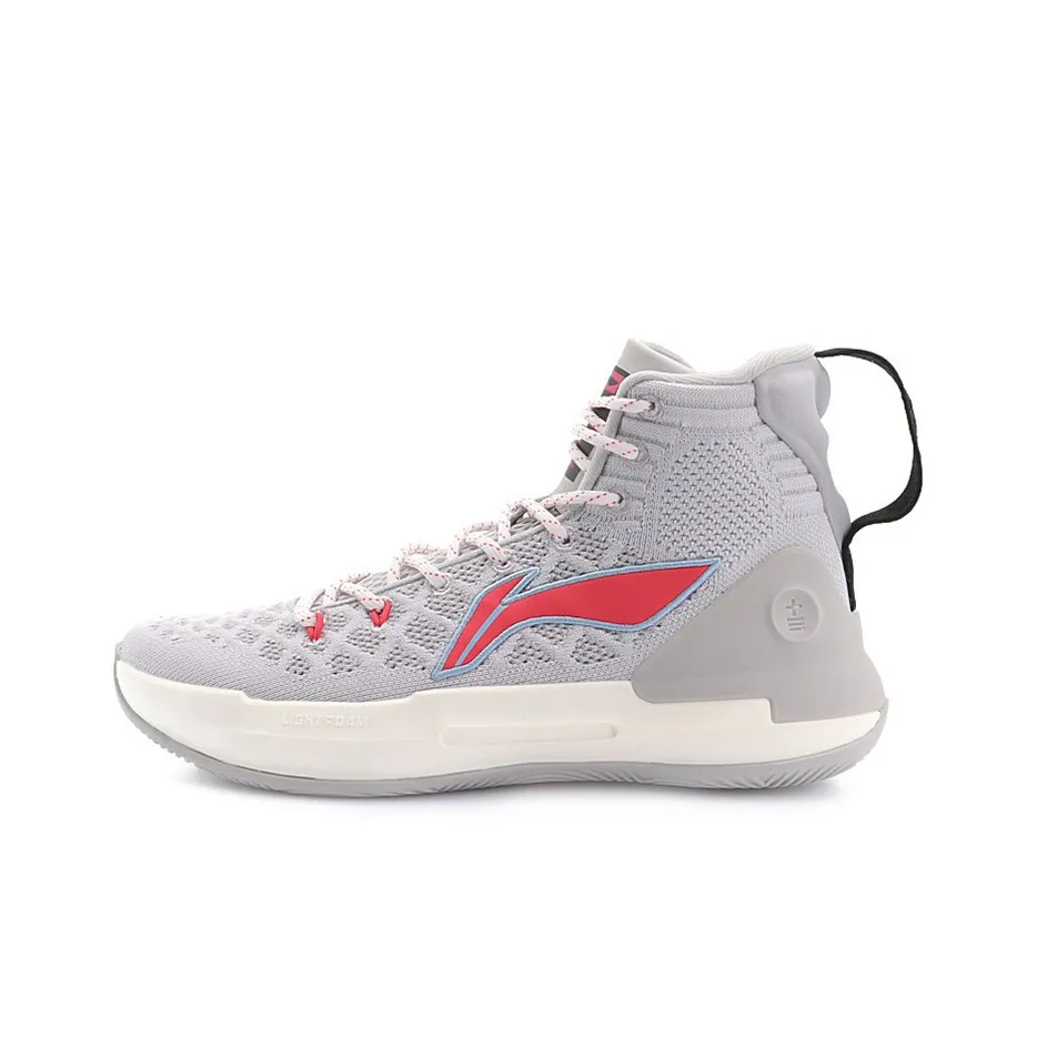 LiNing YuShuai 13 Shock Absorbers Slip Resistant Abrasion Resistant High Top Basketball Shoes Unisex Gray White