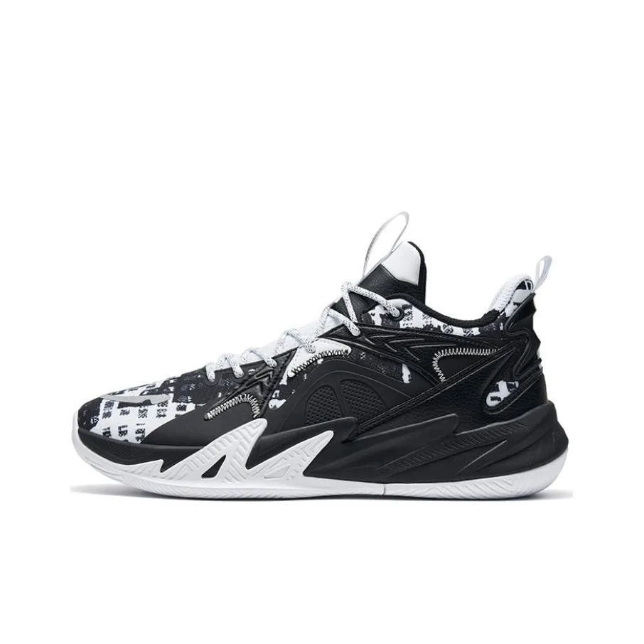 XTEP Counterattack 1st Generation V2 Anti Slip Wear Resistant Mid Top Basketball Shoes Men's Black White